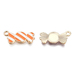 Orange Pendentifs en alliage plaqué or clair, avec l'émail, candy, orange, 21x10x2mm, Trou: 2mm