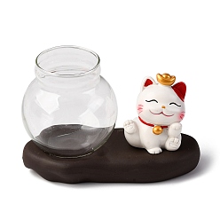 Cat Shape Украшения для выставки в виде кошек и золотых рыбок из смолы, для домашнего офисного стола, форма кошки, 45x55 мм