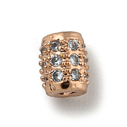 Розовое Золото Латунные микро проложить кубического циркония бусы, овальные, розовое золото , 5x4 мм, отверстие : 1.4 мм