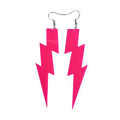 Темно-Розовый Акриловые серьги-подвески в виде молнии, платина, темно-розовыми, 113x28 мм