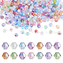 (52) Непрозрачная лаванда 520шт. прозрачные разноцветные радужные стеклянные бисеринки, двухконусные, разноцветные, 4x4 мм, отверстие : 1 мм