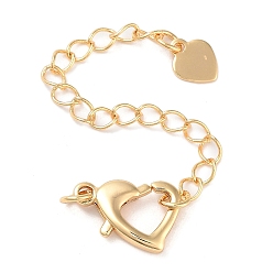 Настоящее золото 18K Латунный удлинитель цепи, концевые цепи, без кадмия, без никеля и без свинца, сердце, реальный 18 k позолоченный, 72 мм