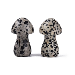 Далматинских Джаспер Натуральные грибы из далматинской яшмы для украшения витрины, фигурка для украшения домашнего рабочего стола, 35~37x21~22.5x21~22.5 мм