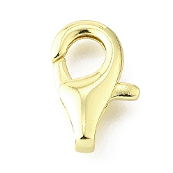 Настоящее золото 18K Карабин-лобстеры, латунные, долговечный, без свинца и без кадмия, стойки покрытие, реальный 18 k позолоченный, 14x8.5x3 мм, отверстие : 2.5x1 мм