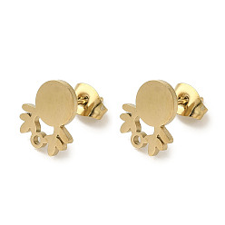 Золотой Ионное покрытие (ip) 304 детали серьги-гвоздики из нержавеющей стали, олений рог, золотые, 10.5x9 мм, отверстие : 1.2 мм, штифты : 0.7x11 мм