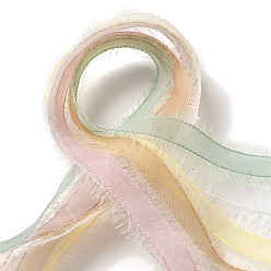 Couleur Mélangete Ensembles de rubans à bords bruts en polyester et nylon, pour la fabrication de nœuds papillon, emballage cadeau, couleur mixte, 3/8 pouces (9~11 mm), environ 5.00 yards (4.57m)/sac