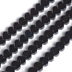 Non-magnetic Hematite Non-magnetic Synthetic Hematite Beads Strands, Beads Strands, Heart, 5x5.5x2.5mm, Hole: 0.8mm, about 90pcs/strand, 15.55 inch(39.5cm)
