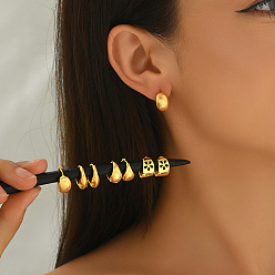 Золотой 4 пары классических латунных серег-колец, золотые, 13~15 мм