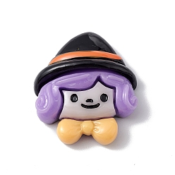 Witch Кабошоны из непрозрачной смолы на тему Хэллоуина, сирень, ведьма, 24.5x21x8 мм