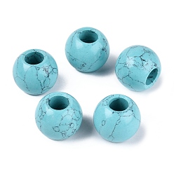 Синтетическая Бирюза Синтетические бирюзовые бусины, гладкая рондель, бусины с большим отверстием, 20~20.5x17~18 мм, отверстие : 7.5~8.5 мм