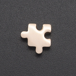 Розовое Золото 201 прелести нержавеющей стали, для изготовления простых ожерелий, лазерная резка, кусок головоломки, розовое золото , 10x10x3 мм, отверстие : 1.8 мм