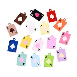 (52) Непрозрачная лаванда Подвески из окрашенного сплава, с эмалью, прямоугольник и туз пик, разноцветные, 21.5x12.5x1 мм, отверстие : 1.8~2 мм