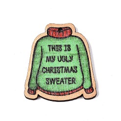 Clothes Подвески из тополя с принтом, Рождественская серия, одежда, 35x31x2 мм, отверстие : 1.6 мм