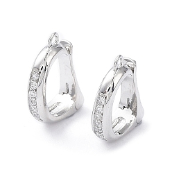 Платинированный Реечное покрытие латунь микро паве прозрачный кубический цирконий складные застежки, без кадмия, без никеля и без свинца, долговечный, Реальная платина, 14.5x10x3.5 мм, отверстие : 1.2 мм