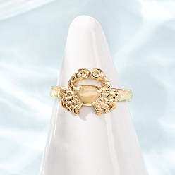 Golden 304 Stainless Steel Cuff Open Rings, Crab, Ion Plating(IP), Golden, 11.5mm, Inner Diameter: 18mm