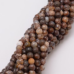 Коричневый Природные Агат бисера нити, окрашенные, граненые, круглые, кофе, 6 мм, отверстие : 1 мм, около 56~58 шт / нитка, 14 дюйм