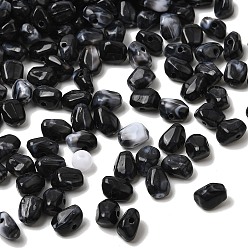 Черный Непрозрачные акриловые бусины, имитирующие драгоценные камни, самородки, чёрные, 9x7x5.5 мм, отверстие : 1.5 мм, Около 2500 шт / 500 г