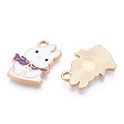 Средняя Орхидея Подвески из эмали и сплава, без кадмия, без никеля и без свинца, золотой свет, кролик с плащом, средне орхидеи, 19.5x14.5x2 мм, отверстие : 2 мм