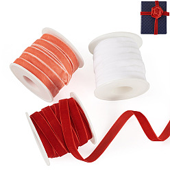 Couleur Mélangete 30 yards 3 couleurs ruban de velours simple face, 3pcs bobines vides en plastique, couleur mixte, 3/8 pouces (9.5~10 mm), environ 10 yards/couleur