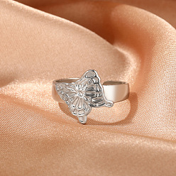 Нержавеющая Сталь Цвет 304 открытые кольца манжеты из нержавеющей стали, бабочка, цвет нержавеющей стали, 18 мм