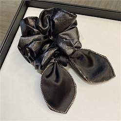 Черный Тканевые резинки для волос для женщин и девочек, со стразами, чёрные, 100 мм