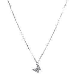 Бабочка Ожерелья из сплава со стразами и кристаллами для женщин, платина, бабочка, 17.32 дюйм (44 см)