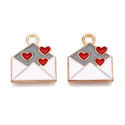 (123L) Белый крем непрозрачный блеск Подвески из эмали и сплава, золотой свет, без свинца и без кадмия, конверт с подвеской в виде сердца, огнеупорный кирпич, 16x14x1 мм, отверстие : 2 мм