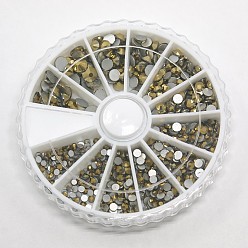 Aurum 1 Box Garment Accessories Glass Flat Back Rhinestone, Grade A, Back Plated, Faceted Half Round, Aurum, 2~5x1~2mm