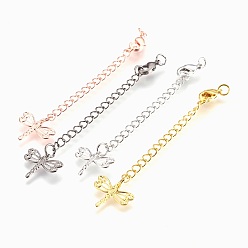 (52) Непрозрачная лаванда Латунный удлинитель цепи, с карабин-лобстерами , без кадмия, без никеля и без свинца, долговечный, стрекоза, разноцветные, 70~75x3 мм, отверстие : 2.5 мм, застежки: 10x6x3 мм