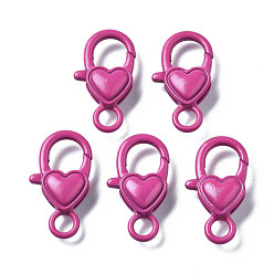 Камелия Застежки-клешни из экологически чистого сплава, окрашенные распылением, без кадмия, без никеля и без свинца, сердце, камелия, 27x15x6.5 мм, отверстие : 4 мм