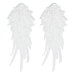 Белый Аппликации из полиэстерового кружева с вышивкой в виде крыльев, шитье украшений, аксессуары для костюмов своими руками, белые, 405x160x6 мм