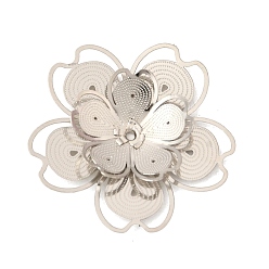 Платина Шапочки и конусы для бусин, латунные, цветок, платина, 24.5x24.5x3 мм, отверстие : 1 мм