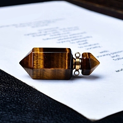 Тигровый глаз Натуральные флаконы для духов «Тигровый глаз», многоразовые бутылки с эфирным маслом, 1.5x4.3 см, емкость: 0.88 мл (0.03 жидких унций)