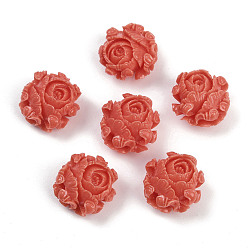 Индийский Красный Резные бусины из окрашенного синтетического коралла, цветок, Индийская красная, 22x20x12.5 мм, отверстие : 1.6 мм