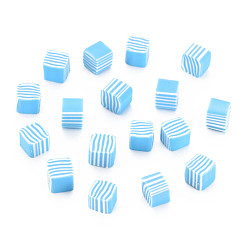 Deep Sky Blue Handmade Polymer Clay Cabochons, for Phone Case Decoration & DIY Jewelry Making, Cube, Deep Sky Blue, 5~5.5x5~5.5x4~5mm, about 5500pcs/1000g