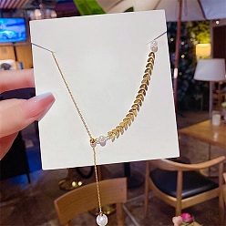 Лист Ожерелья из нержавеющей стали, ожерелья с подвесками из горного хрусталя, лист, 8.27~19.69 дюйм (21~50 см)