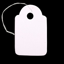 Blanc Présentoir de bijoux, vitrines de bijoux étiquettes de prix du papier, avec cordon de coton, blanc, 26x16x0.2mm, Trou: 3mm, 500 pcs /sachet 