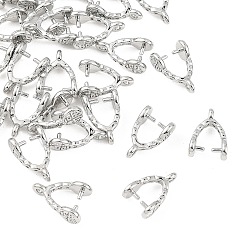 Real Platinum Plated SHEGRACE Brass Ice Pick Pinch Bails, Cadmium Free & Nickel Free & Lead Free, Oval, Real Platinum Plated, 13x8x4.5mm, Hole: 1.4mm, Pin: 1mm