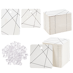 Mixed Color Paper Display Cards, Jewelry Set & Earring Display Cards, with Plastic Ear Nuts, Rectangle, Mixed Color, 72x51x0.5mm, Hole: 1.5mm and 6mm, 600pcs/set