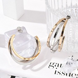 Золотой & Цвет Нержавеющей Стали 304 из нержавеющей стали серьги, ионное покрытие (ip), c-образный, золотые и нержавеющая сталь цвет, 31.5x13 мм