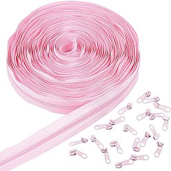 Pink Нейлоновые аксессуары для одежды, комплекты компонентов на молнии, съемник на молнии из нейлона и сплава, розовые, 1000x25 мм, тяговая головка: 26x7x5.5 мм