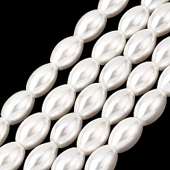 Белый Гальванические оболочки жемчужные бусы пряди, рис, белые, 9~9.5x6~6.5 мм, отверстие : 0.7 мм, около 43 шт / нитка, 15.83 дюйм (40.2 см)