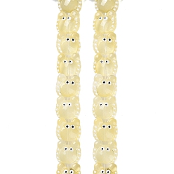 Желтый Прозрачные стеклянные бусины, с эмалью, краб, желтые, 12~13x13~14x6~7 мм, отверстие : 1 мм, около 30 шт / нитка, 13.39 дюйм (34 см)