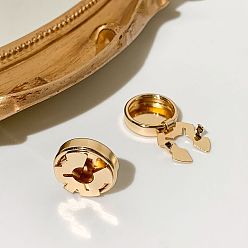 Light Gold Плоские круглые латунные накладки на кнопки, настройки колпачков для скрытия заклепок, золотой свет, 15.5x4.5 мм, Размер лотка: 15.5 мм