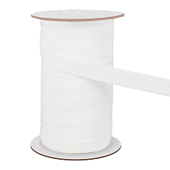 Blanco Cordón elástico plegable plano de poliéster, para accesorios de ropa, blanco, 5/8 pulgada (15 mm), sobre 50 yardas / rodillo