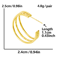 Настоящее золото 18K 304 серьги-гвоздики из нержавеющей стали в французском стиле, нерегулярные, минималистичные, в форме буквы С, реальный 18 k позолоченный, 25x24 мм