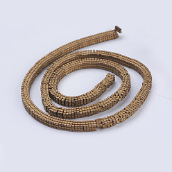 с Покрытием Меди Гальванизировать немагнитных синтетический гематит бисер пряди, матовые, квадратный, с медным покрытием, 4x4x1 мм, отверстие : 1 мм, около 395 шт / нитка, 15.5 дюйм (39.5 см).