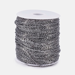 Gunmetal Iron Cable Chains, Unwelded, with Spool, Flat Oval, Popular for Jewelry Making, Important Decoration, Lead Free, Gunmetal, 3x2x0.6mm, about 328.08 Feet(100m)/roll