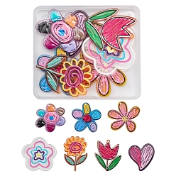 Mixed Color 7Pcs 7 Style Transparent Acrylic Pendants, 3D Printed, Mixed Shapes, Mixed Color, 1pc/style