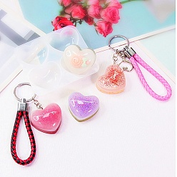 Сердце Силиконовые формы, формы для литья смолы, для уф-смолы, изготовление изделий из эпоксидной смолы, сердце, 59x66x15 мм, внутренний диаметр: 27x29 мм